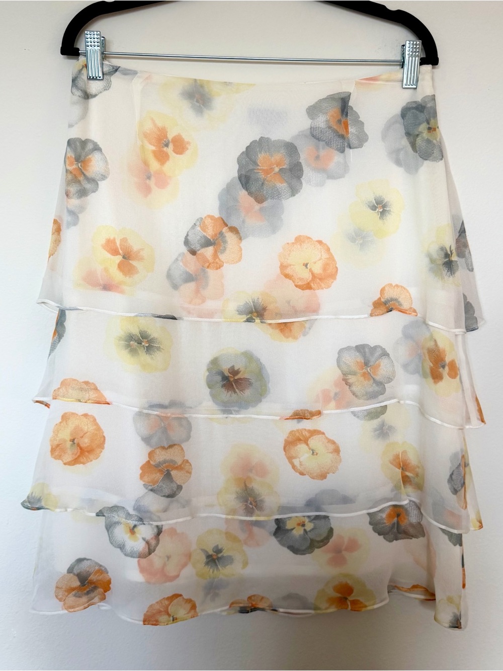 Y2K Juliana Collezione Silk Watercolor Floral Tiered Skirt Medium